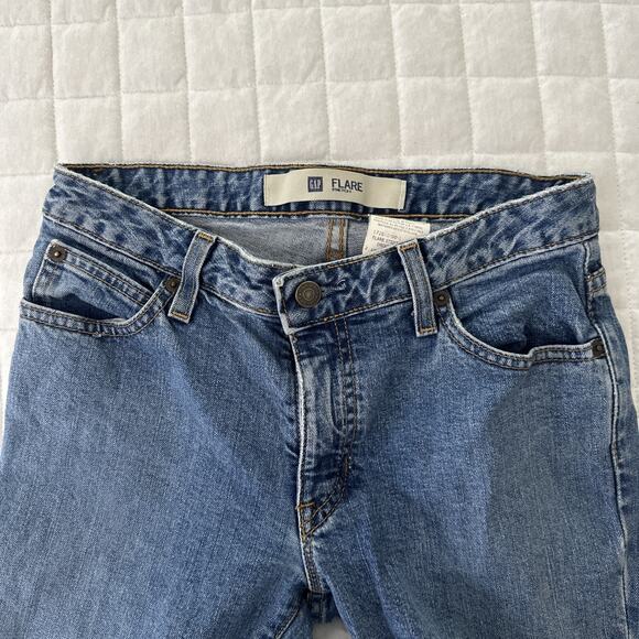 Vintage GAP Jeans Womens 2 Flare Stretch Medium Wash Low Rise Retro Y2K - Picture 2 of 12